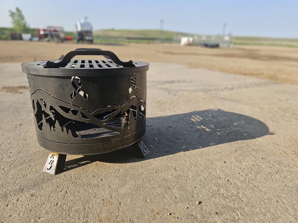 Steel firepit with stencil design